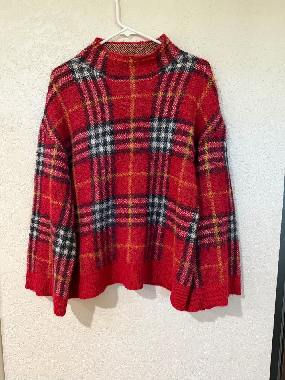 Mud Pie Red Plaid Turtleneck Sweater